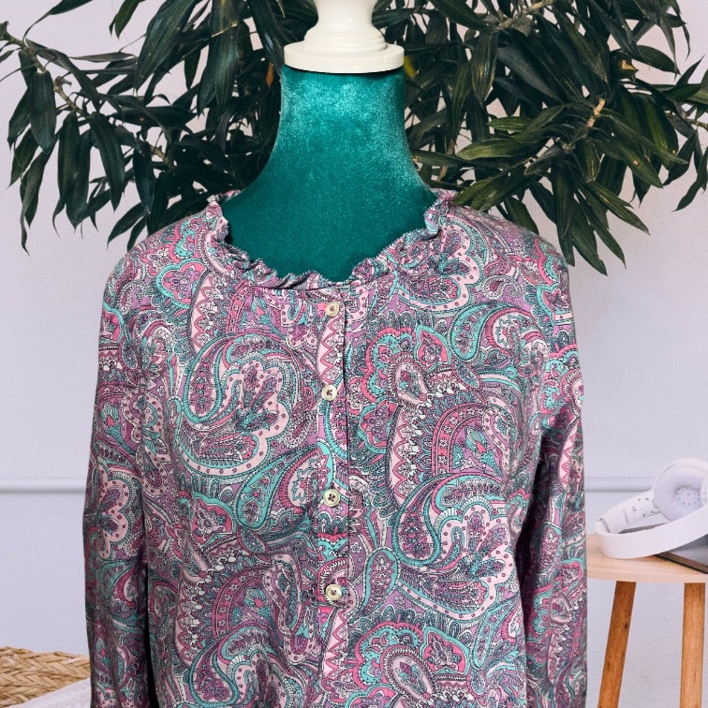 Talbots Paisley Ruffle Blouse - Picture 2 of 3
